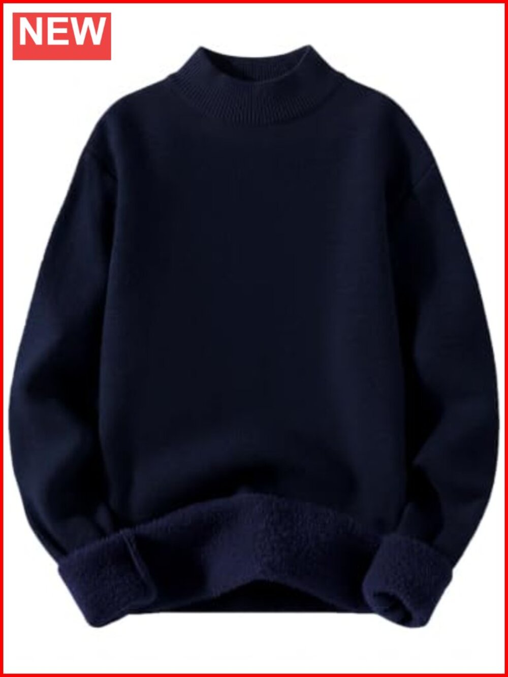 Mens Fleece Sherpa Lined Thermal Mock Neck Pullover Sweater